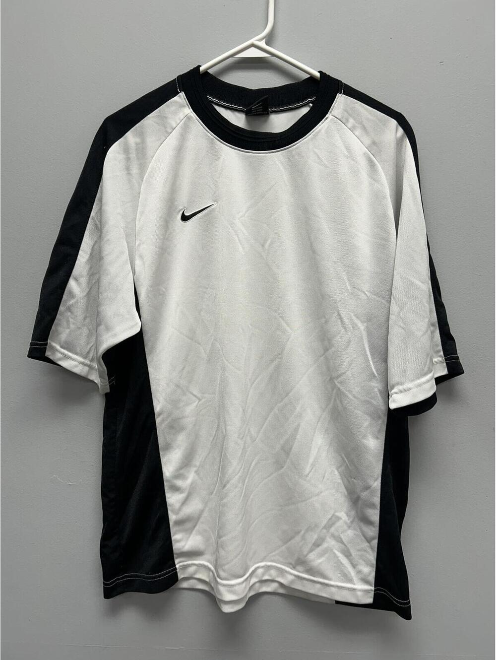 Vintage Nike Black and White Short Sleeve Soccer Jersey